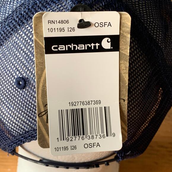 Carhartt Blue Mesh Trucker Snap Back Cap Hat One Size Adjustable New - Picture 6 of 9